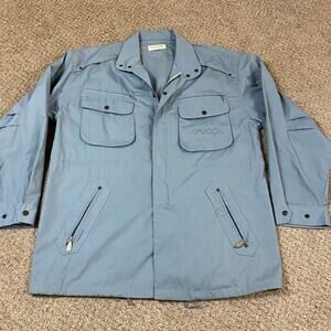 VTG Sasson Jacket Mens L 70s 80s Retro Disco Party Pockets Blue Zippers Costume